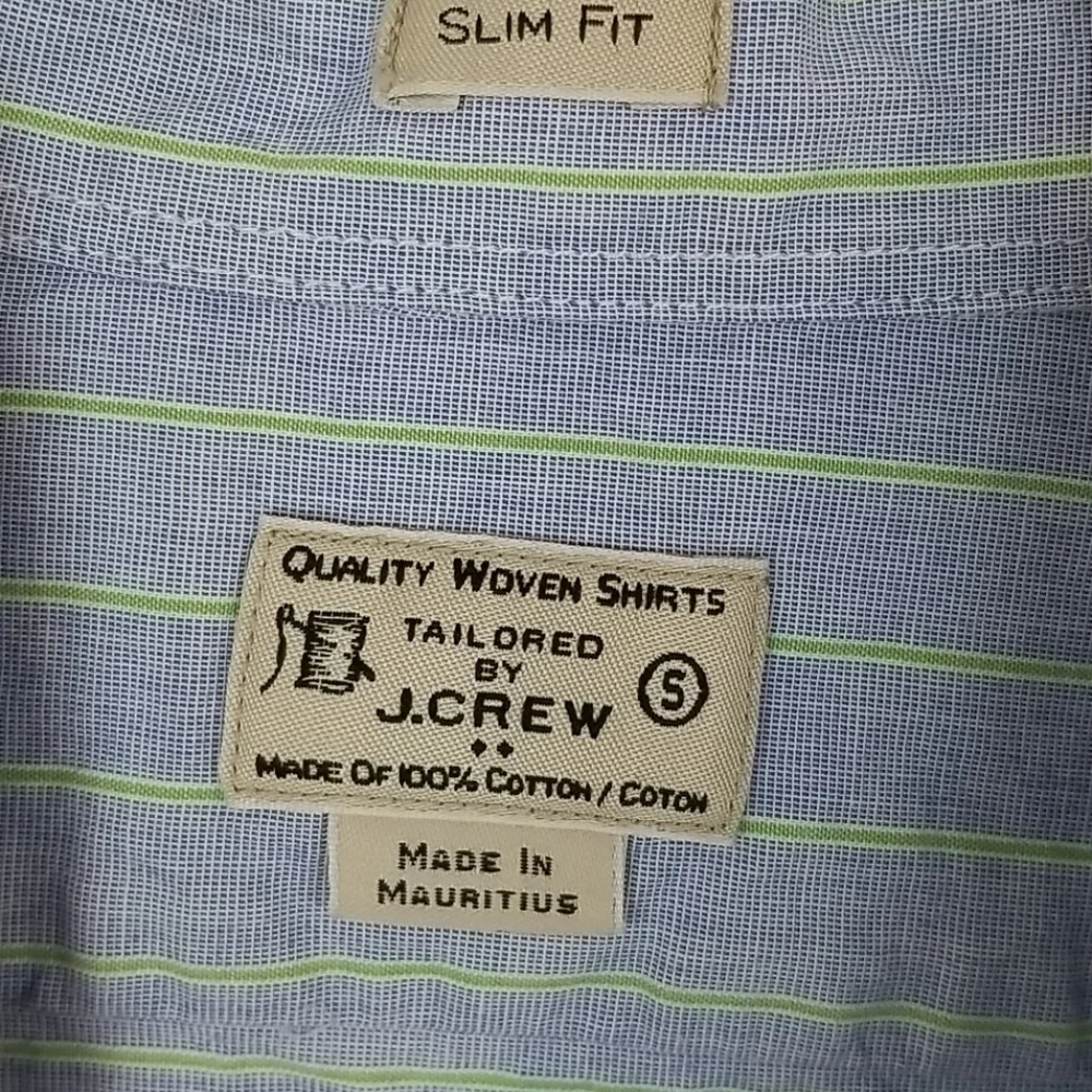 J. CREW Button-Down Slim Fit Blue/Green Shirt, S